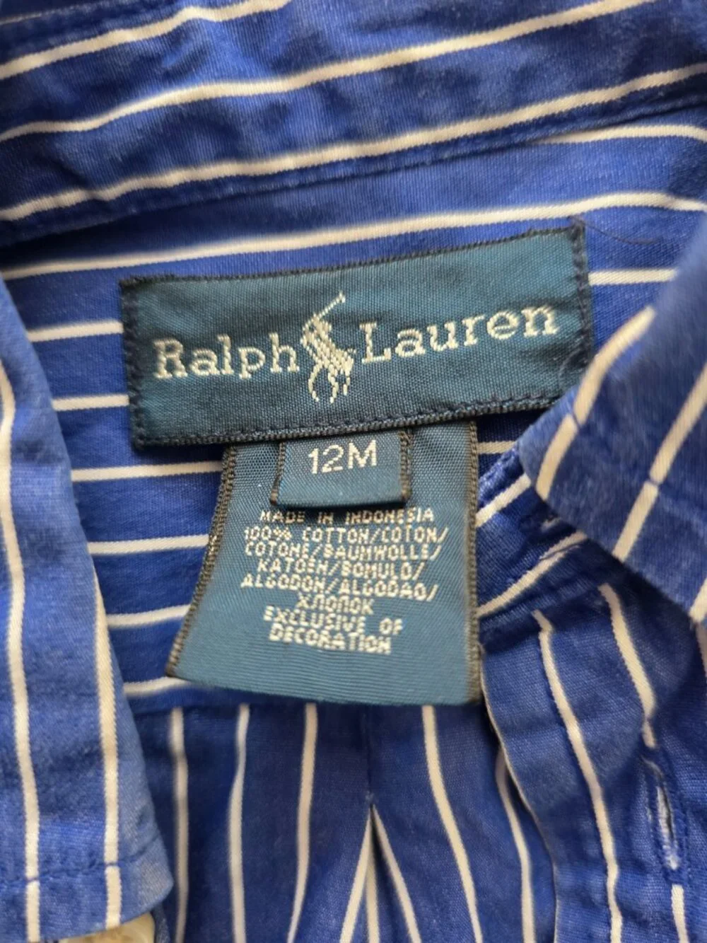 Ralph Lauren Blue/White Striped Button-down, Size 12m